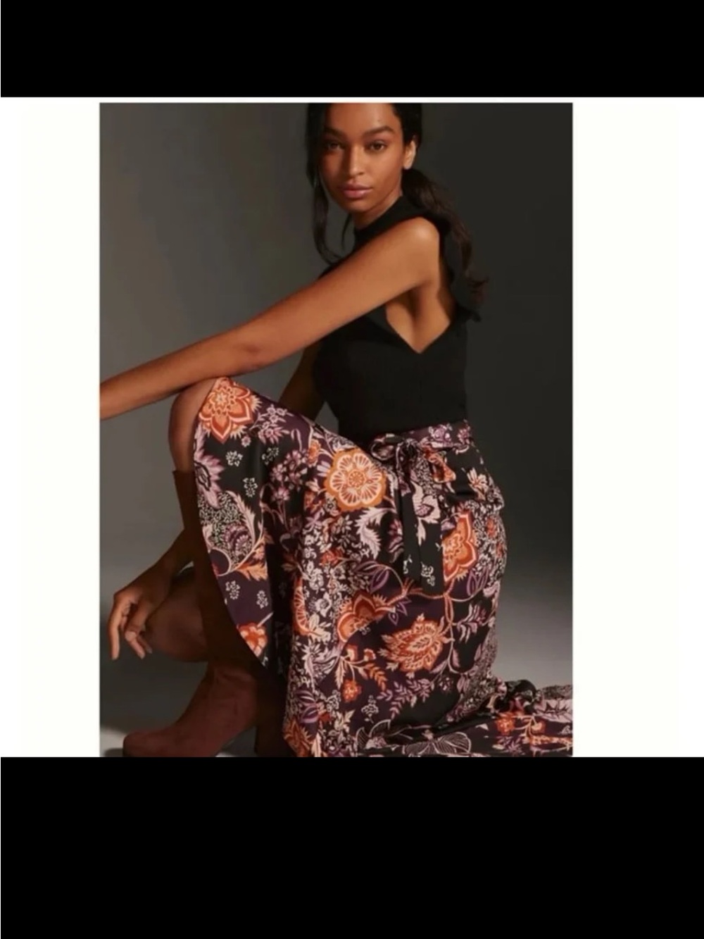 Anthropologie Maeve Ruffled True Wrap Floral Flowy Maxi Skirt size Medium - Picture 3 of 12